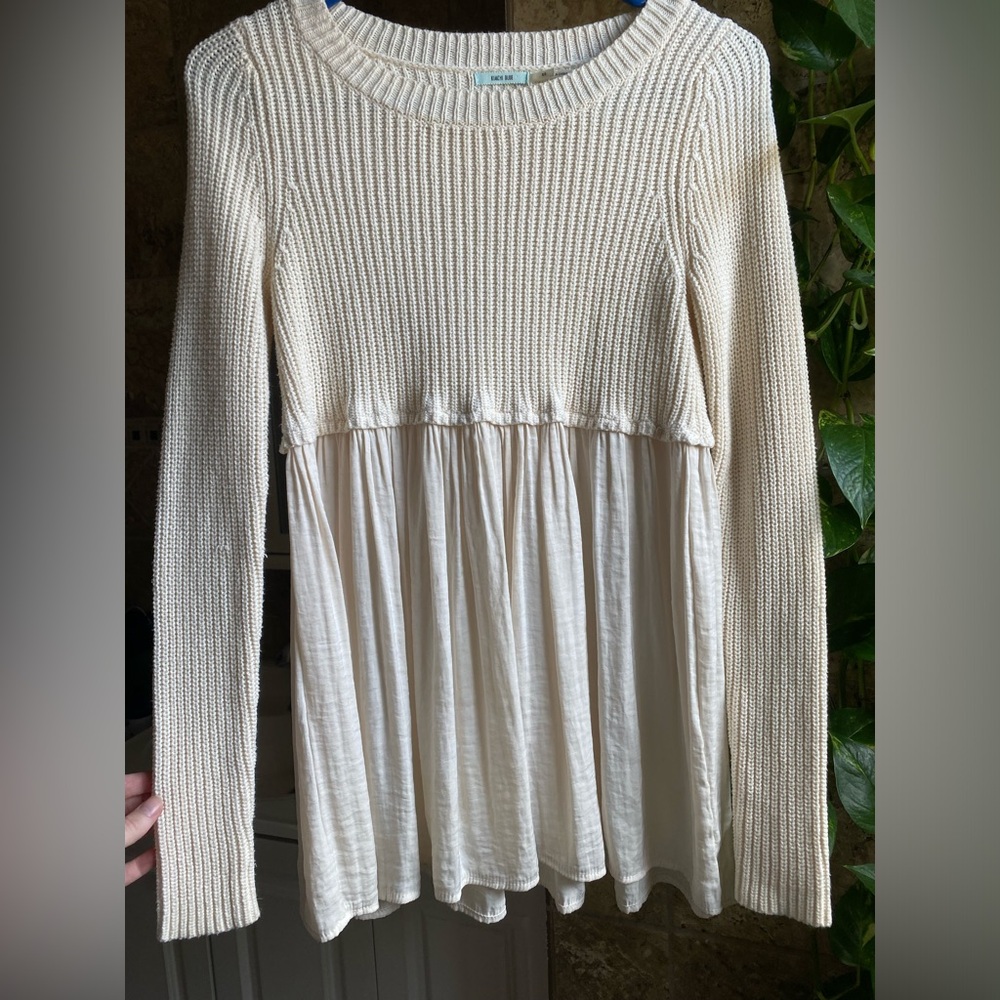 Kimchi Blue White Knit and Silk Top